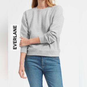 Everlane Organic Cotton Crew Neck Teddy Heathered Gray Pullover Sweatshirt